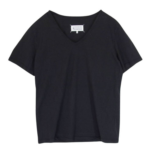 MAISON MARGIELA メゾンマルジェラ 18AW S50GC0517 ダメージ加工  Vネック 半袖 Tシャツ カットソー ブラック系 48【中古】