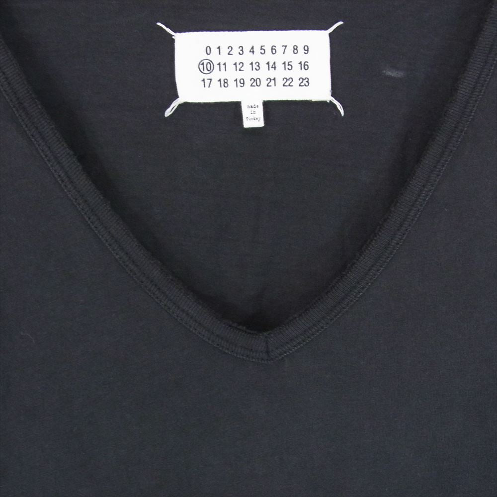 MAISON MARGIELA メゾンマルジェラ 18AW S50GC0517 ダメージ加工  Vネック 半袖 Tシャツ カットソー ブラック系 48【中古】