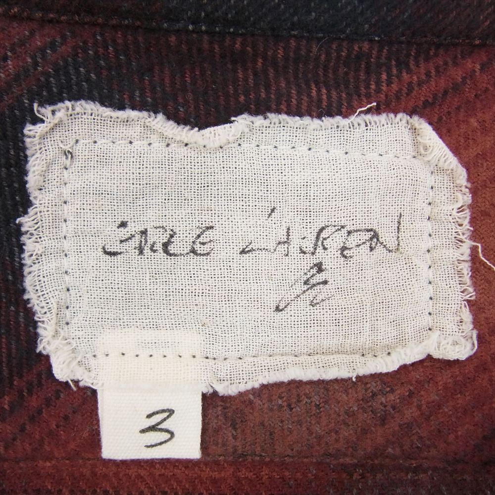 グレッグ ローレン RED PLAID STUDIO  カットオフ バンドカラー フランネル チェック シャツ レッド系 3【中古】