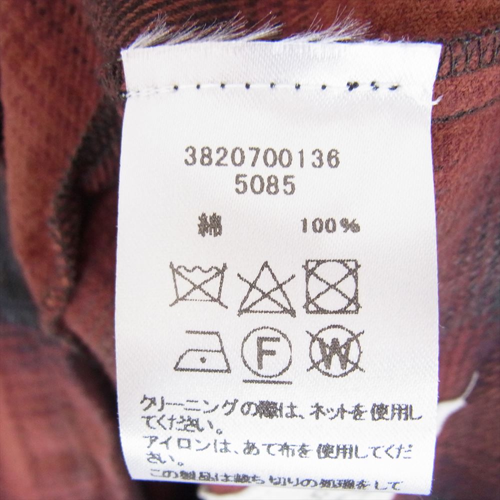 グレッグ ローレン RED PLAID STUDIO  カットオフ バンドカラー フランネル チェック シャツ レッド系 3【中古】