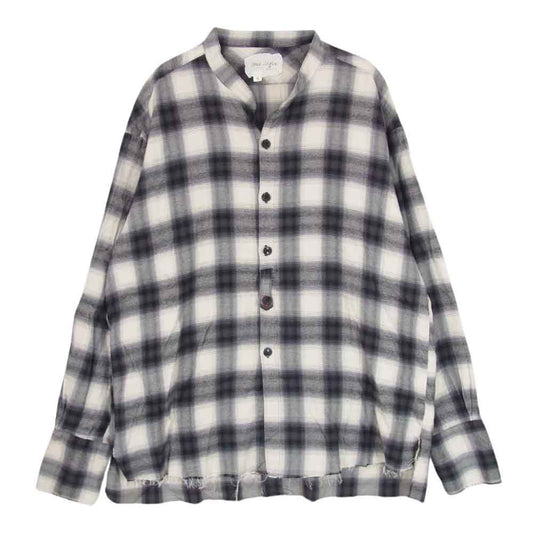 グレッグ ローレン RED PLAID STUDIO  カットオフ バンドカラー フランネル チェック シャツ ホワイト ブラック系 3【中古】