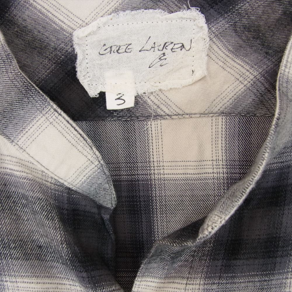 グレッグ ローレン RED PLAID STUDIO  カットオフ バンドカラー フランネル チェック シャツ ホワイト ブラック系 3【中古】