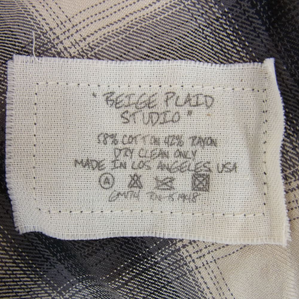 グレッグ ローレン RED PLAID STUDIO  カットオフ バンドカラー フランネル チェック シャツ ホワイト ブラック系 3【中古】