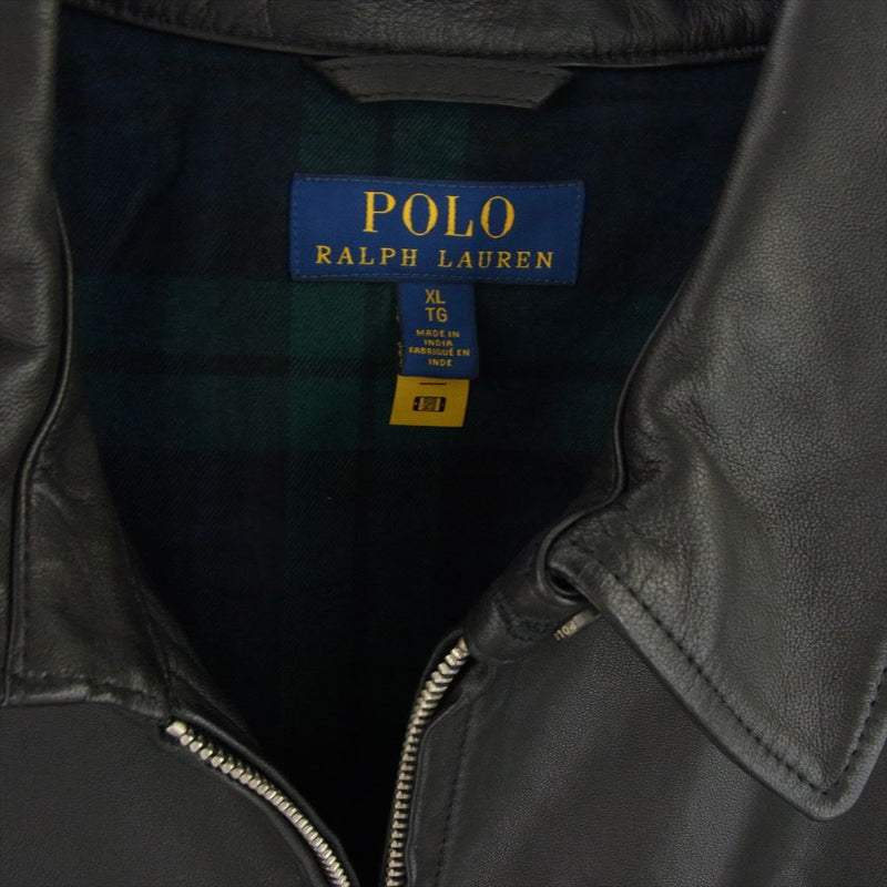 POLO RALPH LAUREN ポロ・ラルフローレン TALON ZIP タロン ジップ レザー スウィング トップ ジャケット ブラック系 XL【中古】