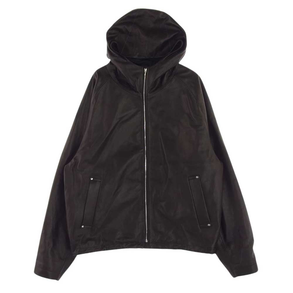シュタイン 24SS ST.769 LEATHER HOODED SHORT JACKET レザー フード ショート ジャケット ブラック系 L【美品】【中古】