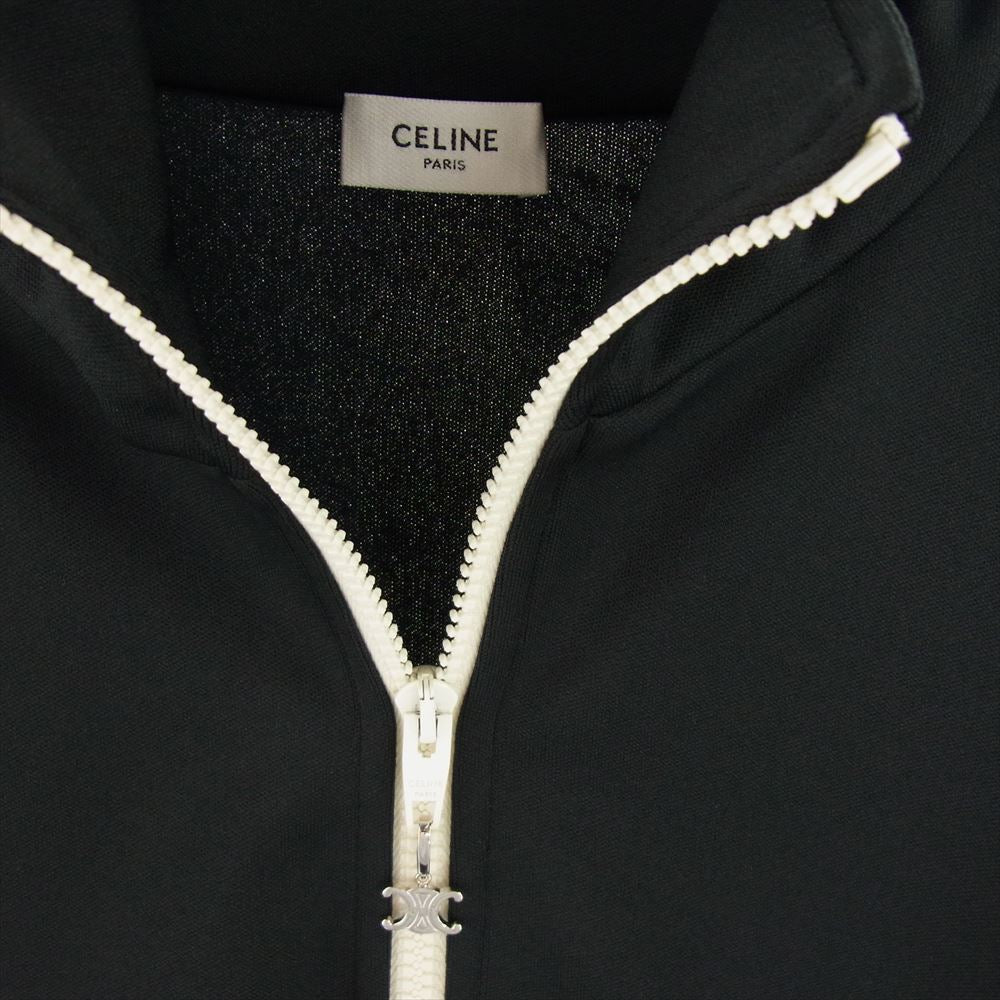 CELINE セリーヌ 21AW 2Y490121O CELINE刺繍入り ルーズ トラック スーツ ジャケット ダブル フェイス ジャージー ブラック系 XL【極上美品】【中古】