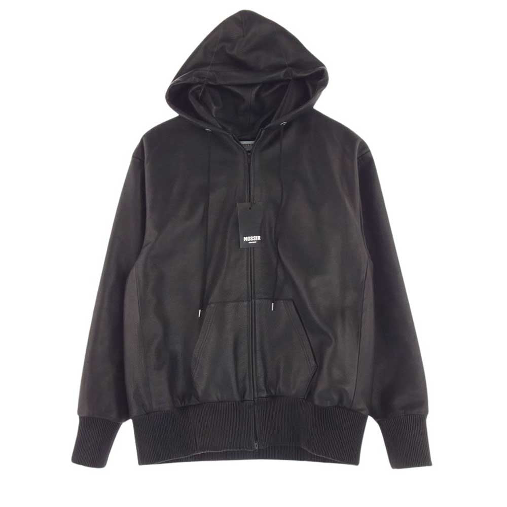 モシール 23AW MOJK004 by FINE CREEK&CO LORNELIA ローネリア ジップアップ フーディ  ウォッシャブル レザー フーデッド ジャケット ブラック系 36【新古品】【未使用】【中古】