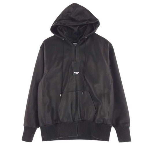 モシール 23AW MOJK004 by FINE CREEK&CO LORNELIA ローネリア ジップアップ フーディ  ウォッシャブル レザー フーデッド ジャケット ブラック系 36【新古品】【未使用】【中古】