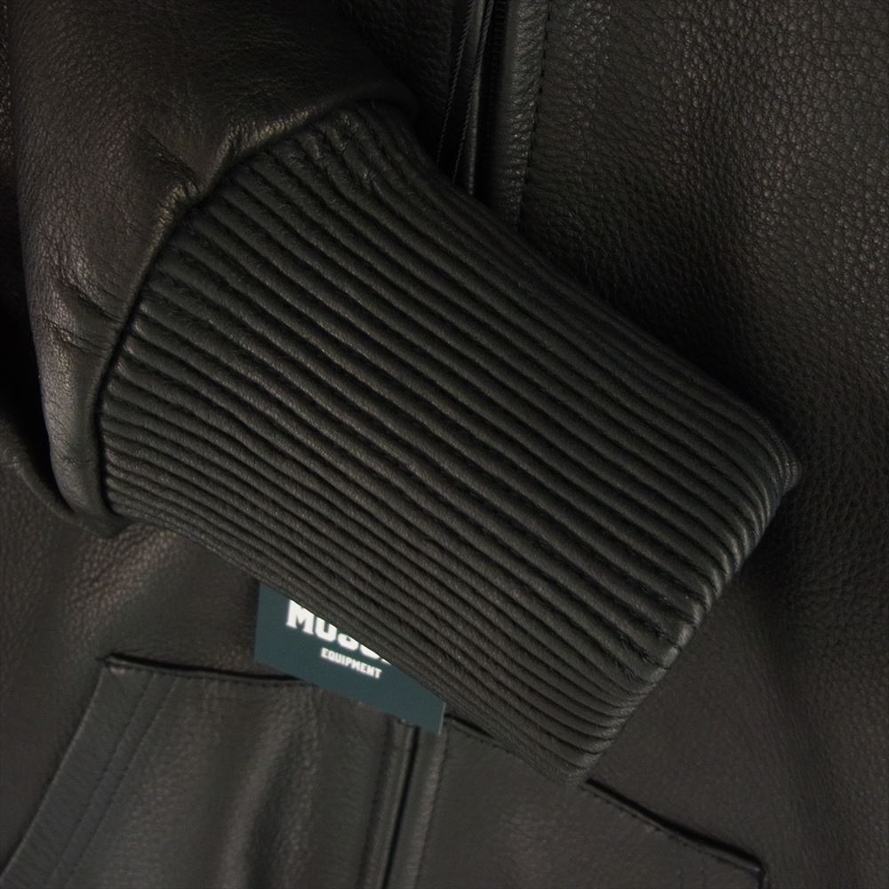 モシール 23AW MOJK004 by FINE CREEK&CO LORNELIA ローネリア ジップアップ フーディ  ウォッシャブル レザー フーデッド ジャケット ブラック系 36【新古品】【未使用】【中古】