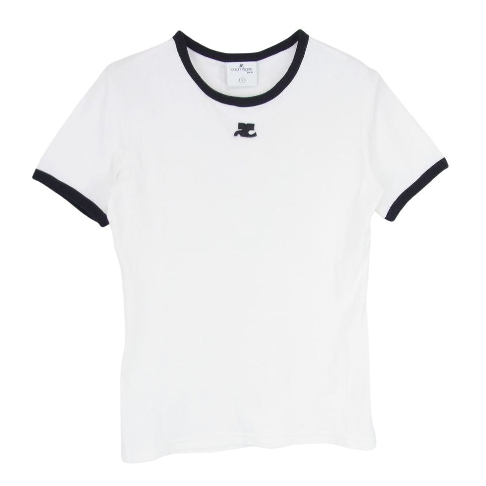 クレージュ PERJTG017JS0070 Reedition Contrast Tshirt ロゴ ワッペン 半袖 リンガー Tシャツ カットソー ホワイト系 S【中古】