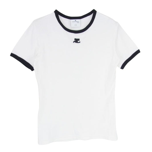 クレージュ PERJTG017JS0070 Reedition Contrast Tshirt ロゴ ワッペン 半袖 リンガー Tシャツ カットソー ホワイト系 S【中古】