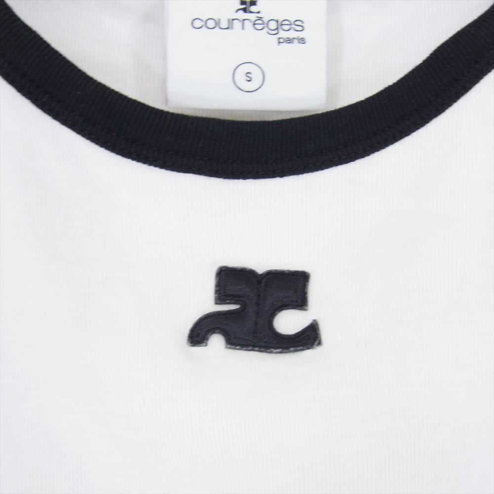 クレージュ PERJTG017JS0070 Reedition Contrast Tshirt ロゴ ワッペン 半袖 リンガー Tシャツ カットソー ホワイト系 S【中古】