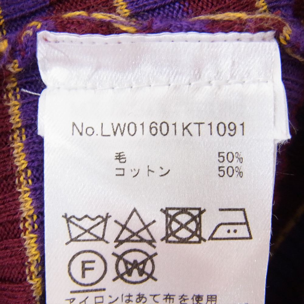 MAISON KITSUNE メゾンキツネ LW01601KT1091 BOLD FOX HEAD PATCH FINE RIBBED DRESS ボールド フォックス ヘッド パッチ ファイン リブ ドレスストライプ ドレス 長袖 ワンピース エンジ系 S【中古】