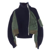 Sacai サカイ 22AW 22-06192 Nylon Twill Mix Wool Knit Blouson ナイロン ツイル ウール ニット ドッキング ブルゾン カーキ系 ネイビー系 1【中古】