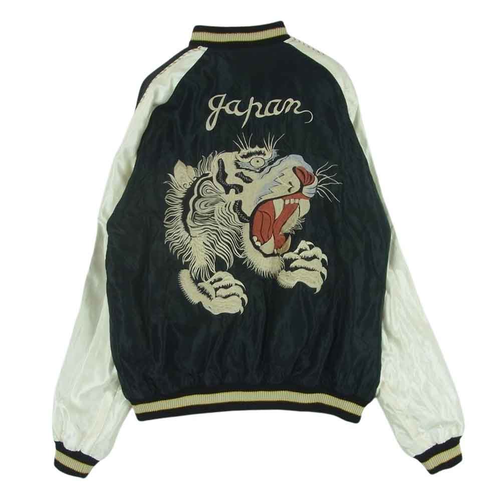 TAILOR TOYO テイラー東洋 TT14465 WHITE TIGER JAPAN MAP 白虎 龍 鷹 リバーシブル サテン スカジャン スーベニア ジャケット ピンク系 ブラック系 ホワイト系 M【中古】
