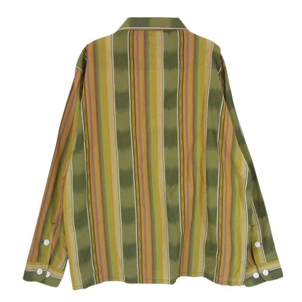 サウスツーウエストエイト GL831 Smokey Shirt Cotton Cloth Ikat Pattern エスニック マルチストライプ 長袖 シャツ カーキ系 S【中古】