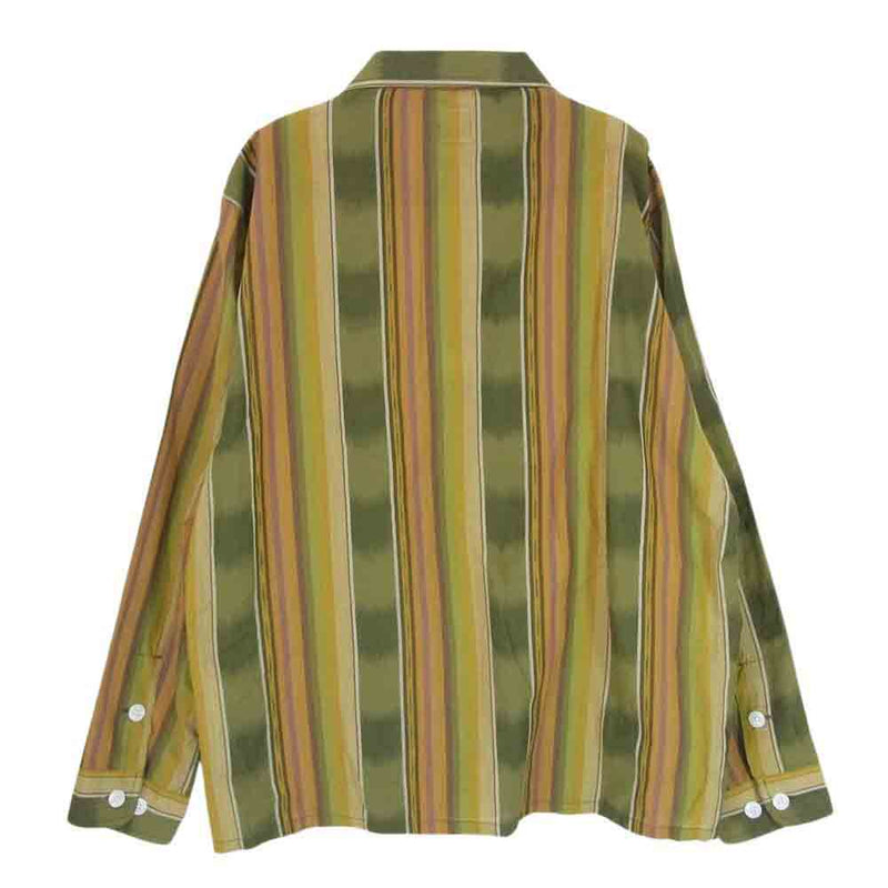 サウスツーウエストエイト GL831 Smokey Shirt Cotton Cloth Ikat Pattern エスニック マルチストライプ 長袖 シャツ カーキ系 S【中古】