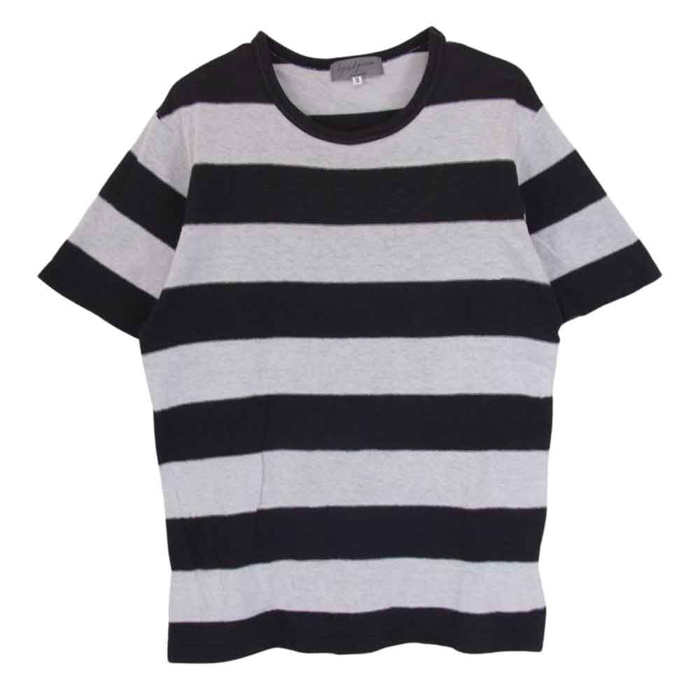 Yohji Yamamoto POUR HOMME ヨウジヤマモトプールオム 09SS HV-T67-915 二重生地 ボーダー コットン 半袖 クルーネック Tシャツ ブラック系 3【中古】