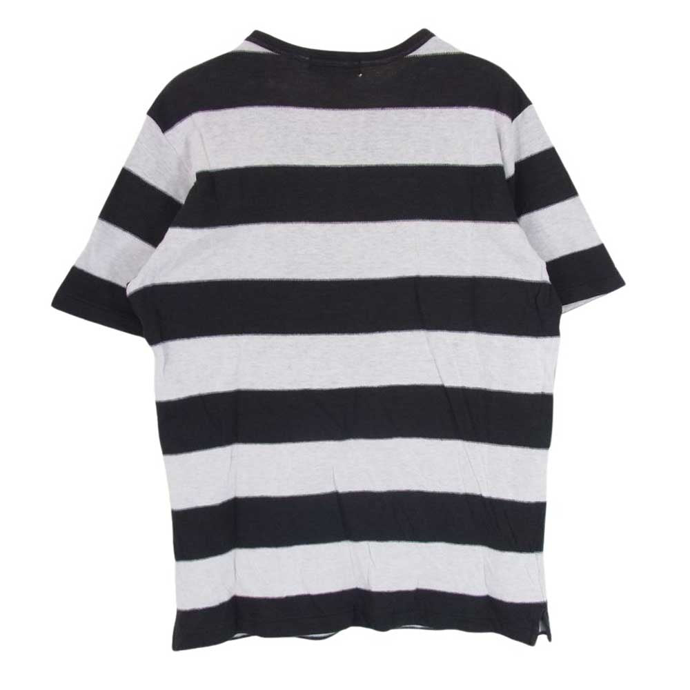 Yohji Yamamoto POUR HOMME ヨウジヤマモトプールオム 09SS HV-T67-915 二重生地 ボーダー コットン 半袖 クルーネック Tシャツ ブラック系 3【中古】
