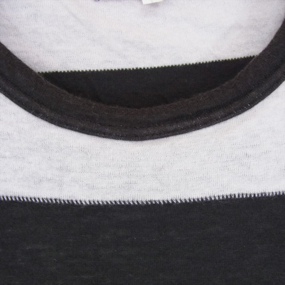 Yohji Yamamoto POUR HOMME ヨウジヤマモトプールオム 09SS HV-T67-915 二重生地 ボーダー コットン 半袖 クルーネック Tシャツ ブラック系 3【中古】