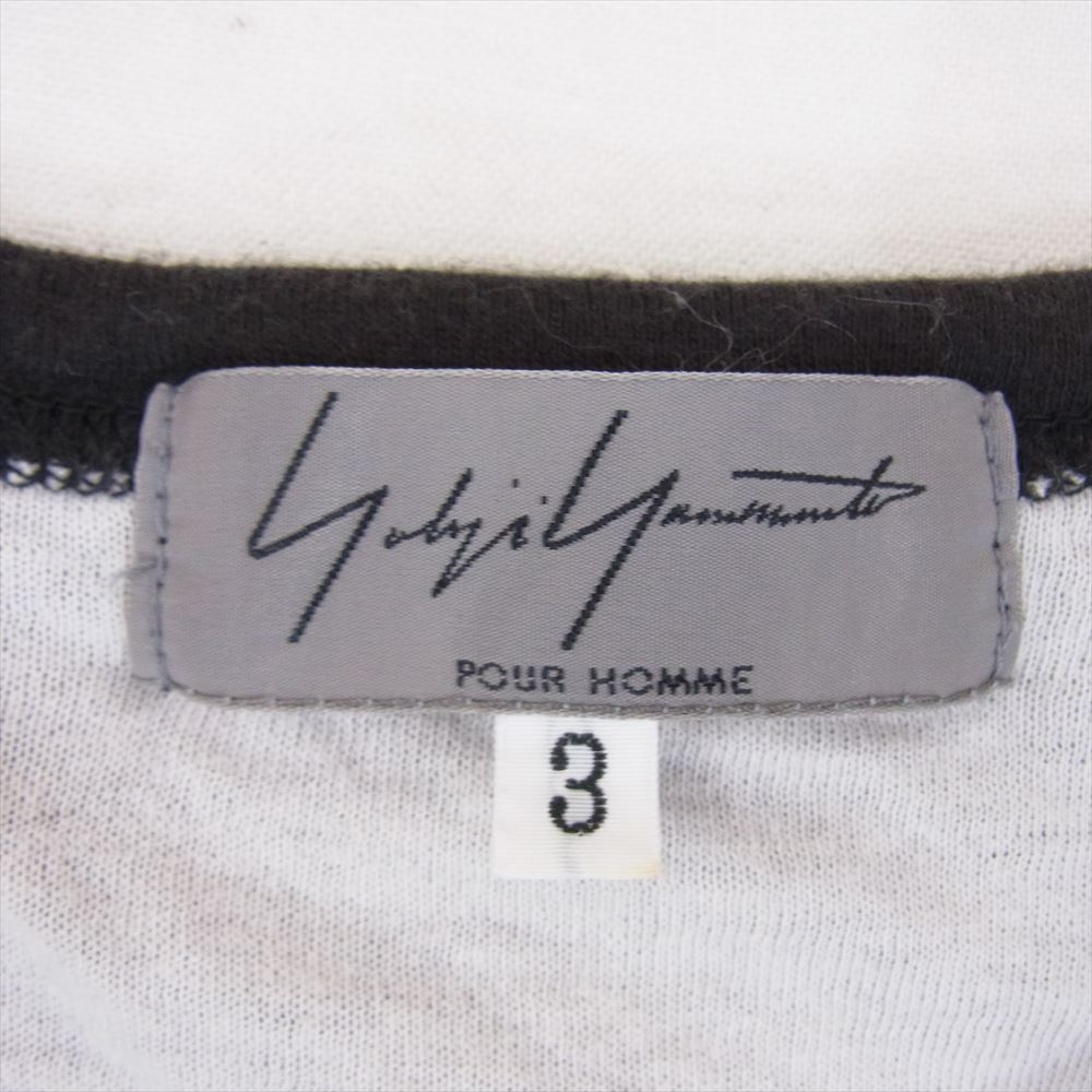 Yohji Yamamoto POUR HOMME ヨウジヤマモトプールオム 09SS HV-T67-915 二重生地 ボーダー コットン 半袖 クルーネック Tシャツ ブラック系 3【中古】