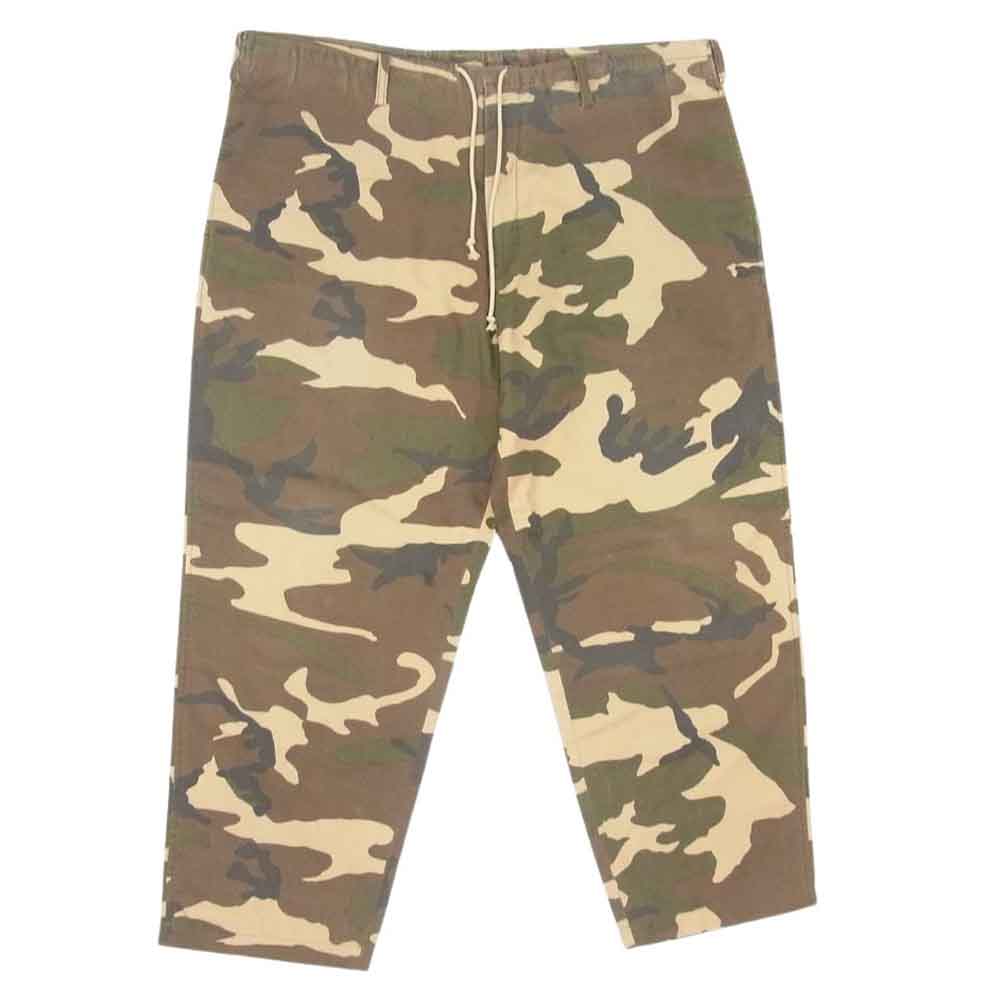 Y's Yohji Yamamoto ワイズ ヨウジヤマモト Y's for men ワイズフォーメン MZ-P15-016 カモフラ 迷彩 レーヨンリネン混コットン ウエスト紐 ワイドパンツ ブラウン系 2【中古】