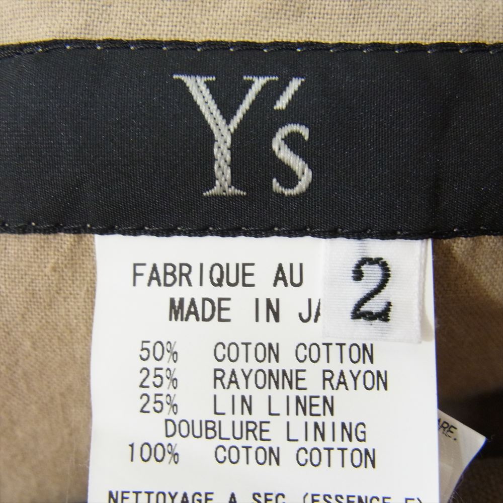 Y's Yohji Yamamoto ワイズ ヨウジヤマモト Y's for men ワイズフォーメン MZ-P15-016 カモフラ 迷彩 レーヨンリネン混コットン ウエスト紐 ワイドパンツ ブラウン系 2【中古】