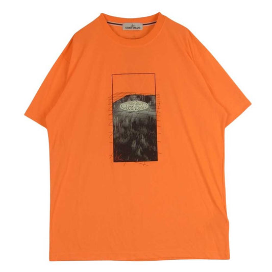 STONE ISLAND ストーンアイランド 70152NS80 Fluo Graphic Tee グラフィック プリント 半袖 Tシャツ オレンジ系 XXL【中古】