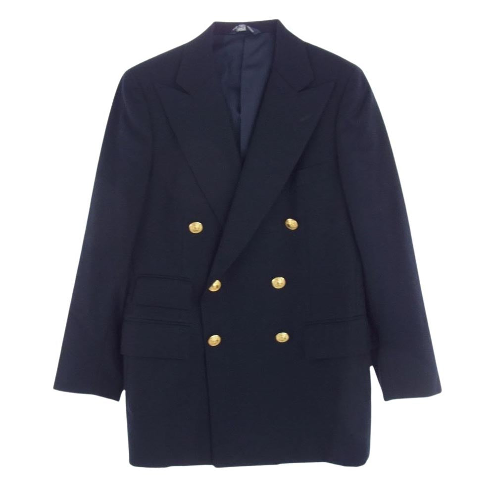 POLO RALPH LAUREN ポロ・ラルフローレン 紺ブレザー ウール ダブル テーラード ジャケット 金ボタン ネイビー系【中古】