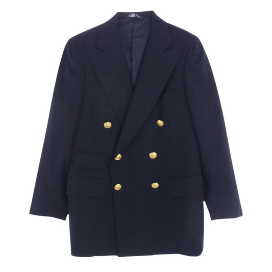 POLO RALPH LAUREN ポロ・ラルフローレン 紺ブレザー ウール ダブル テーラード ジャケット 金ボタン ネイビー系【中古】
