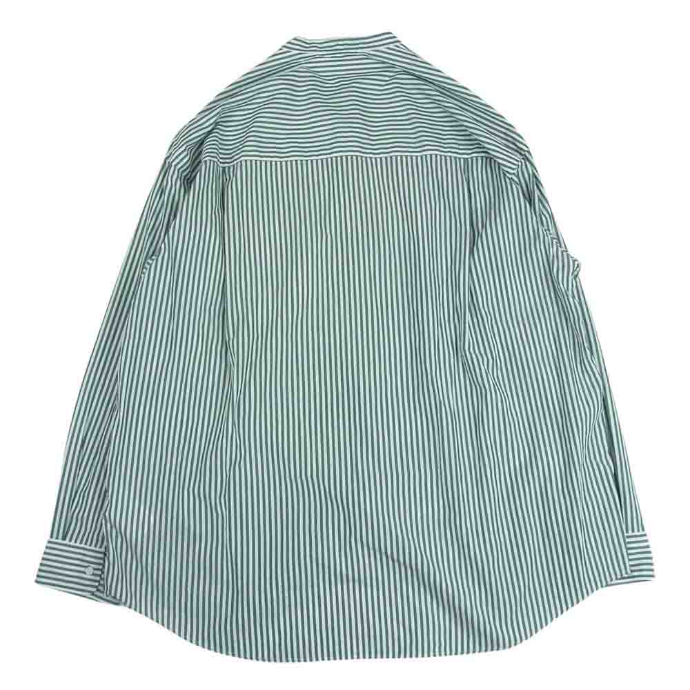 GRAPHPAPER グラフペーパー 23SS GM234-50002STB Broad LS Oversized Band Collar Shirt ストライプ バンドカラー 長袖 シャツ グリーン系 1【中古】