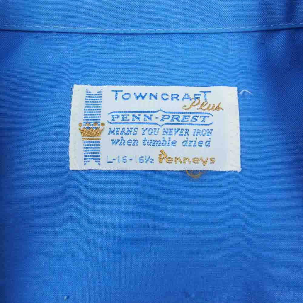 タウンクラフト ヴィンテージ 50s 60s PENNEYSタグ オープンカラー 半袖 シャツ ブルー系 L【中古】