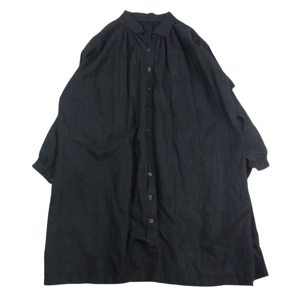 ヴィンテージ ヴィンテージ 30s 40s  Braillon製 biaude フレンチワーク ビヨード フルオープン ロング シャツ コート ブラック系【中古】