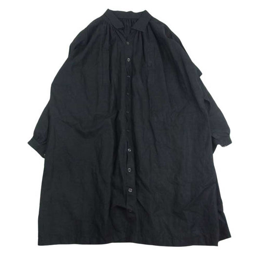 ヴィンテージ ヴィンテージ 30s 40s  Braillon製 biaude フレンチワーク ビヨード フルオープン ロング シャツ コート ブラック系【中古】