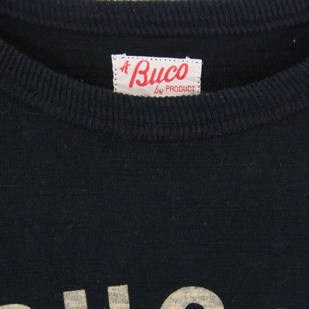 BUCO ブコ ロゴ プリント Tシャツ 長袖  カットソー 丸首 クルーネック ブラック系 XL【中古】