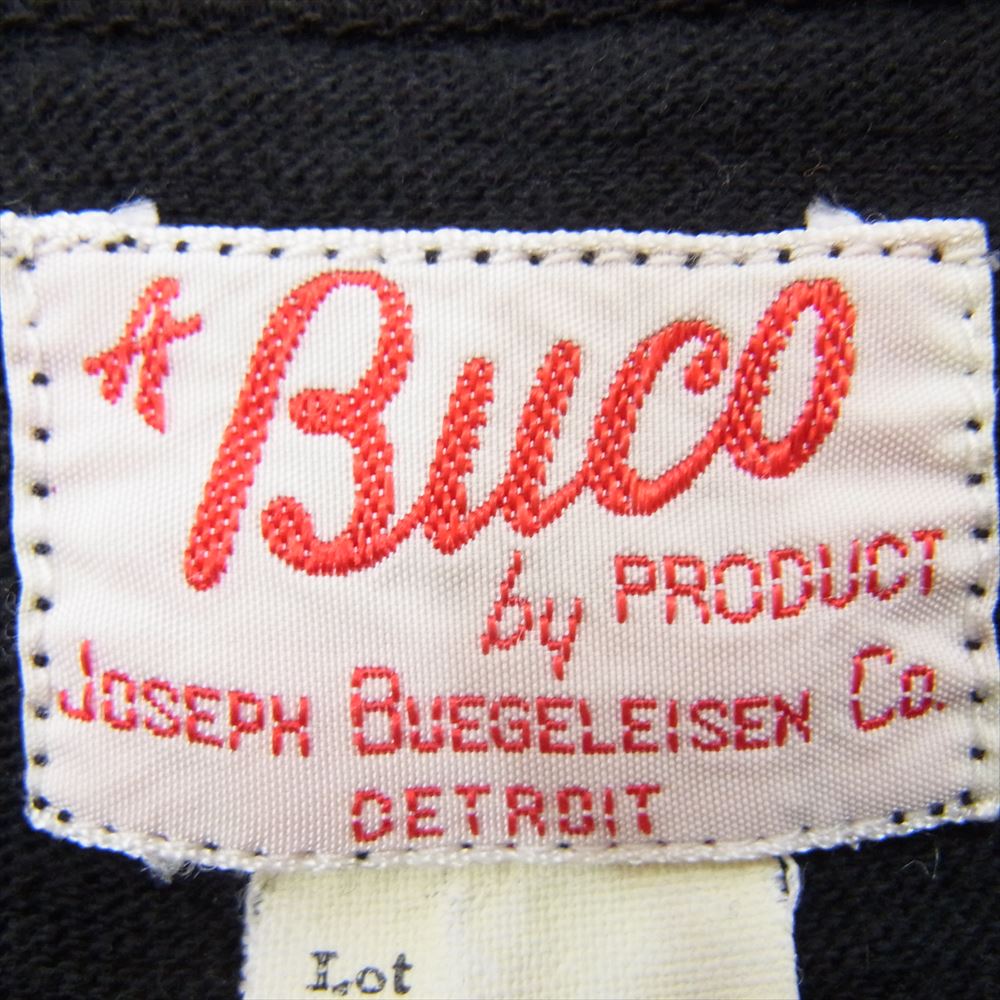 BUCO ブコ ロゴ プリント Tシャツ 長袖  カットソー 丸首 クルーネック ブラック系 XL【中古】