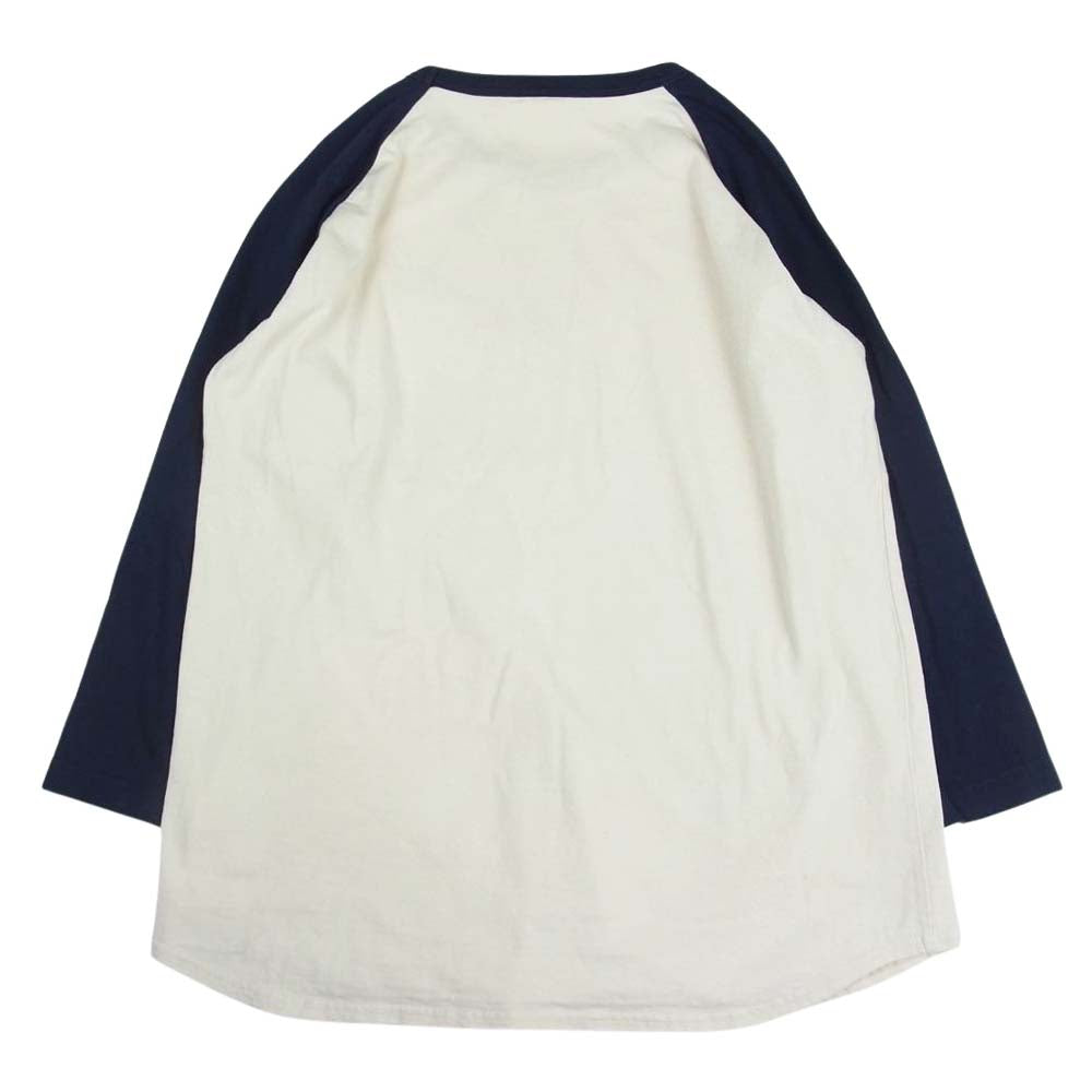 STUDIO D’ARTISAN ステュディオダルチザン 9932B ロゴプリント ラグラン 七分袖 Tシャツ カットソー ネイビー系 XL【中古】