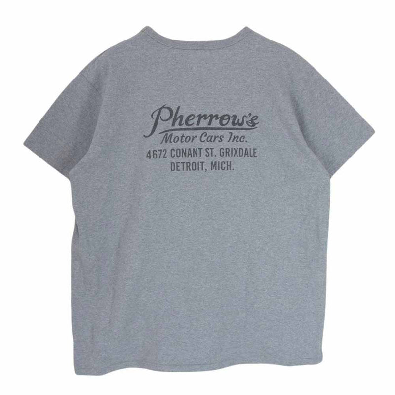 Pherrow's フェローズ MOTOR SERVICE STATION プリント 半袖 Tシャツ カットソー クルーネック グレー系 XL【中古】