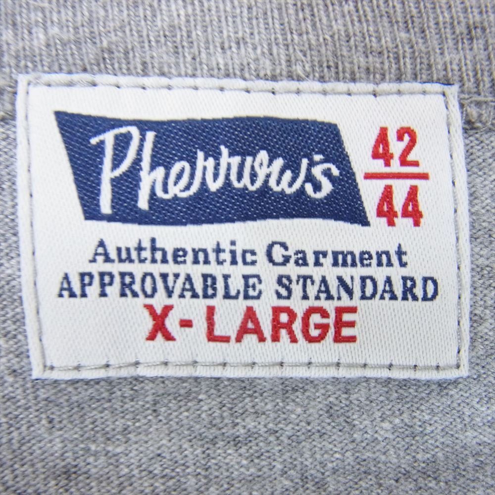 Pherrow's フェローズ MOTOR SERVICE STATION プリント 半袖 Tシャツ カットソー クルーネック グレー系 XL【中古】