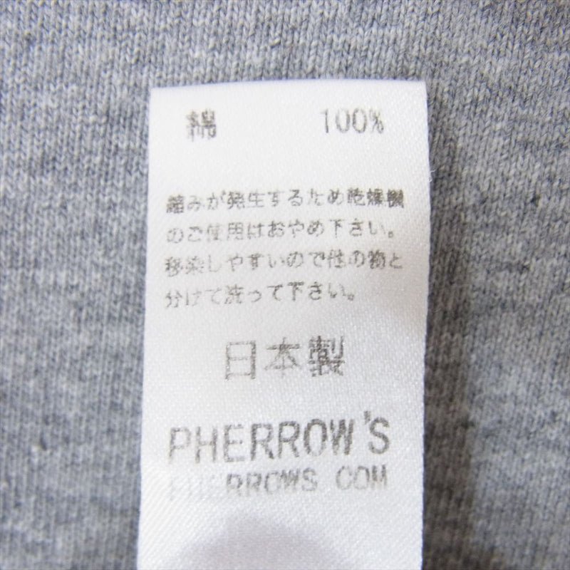 Pherrow's フェローズ MOTOR SERVICE STATION プリント 半袖 Tシャツ カットソー クルーネック グレー系 XL【中古】