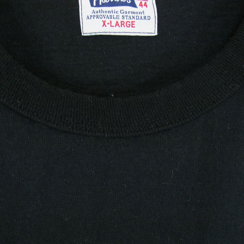 Pherrow's フェローズ USALITE プリント 半袖 Tシャツ カットソー 丸首 クルーネック ブラック系 XL【中古】