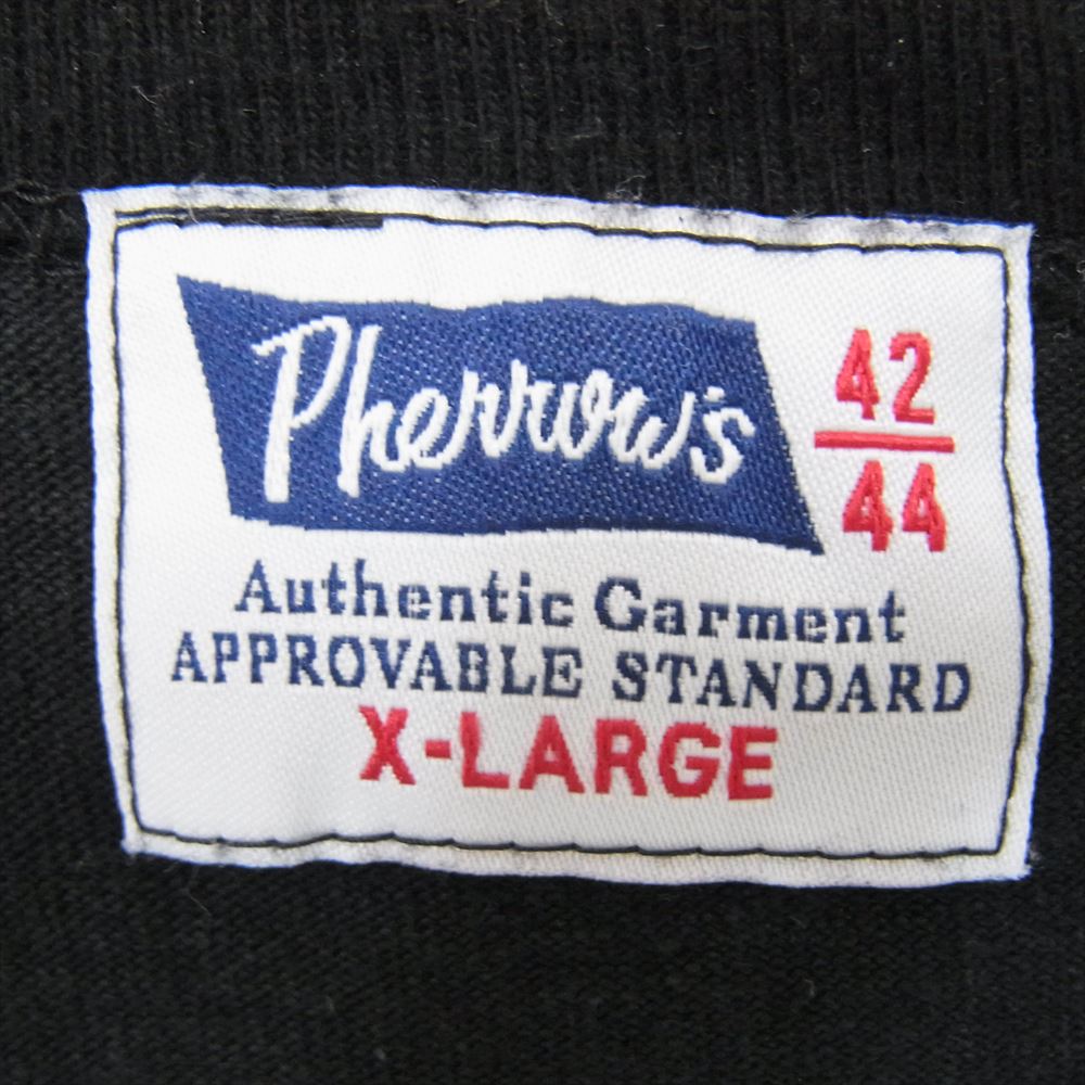 Pherrow's フェローズ USALITE プリント 半袖 Tシャツ カットソー 丸首 クルーネック ブラック系 XL【中古】