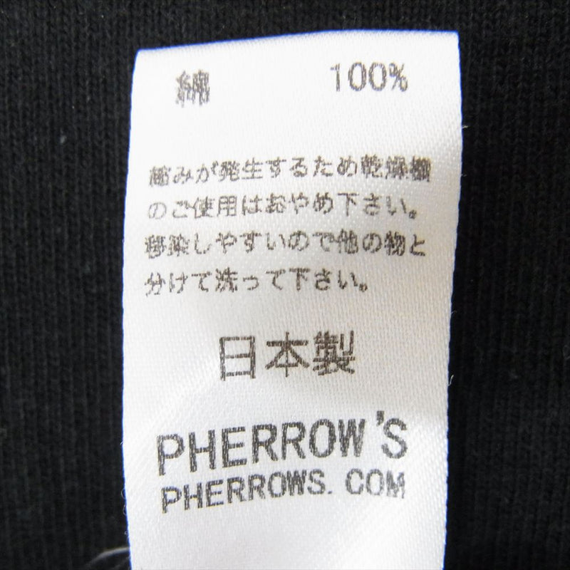 Pherrow's フェローズ USALITE プリント 半袖 Tシャツ カットソー 丸首 クルーネック ブラック系 XL【中古】