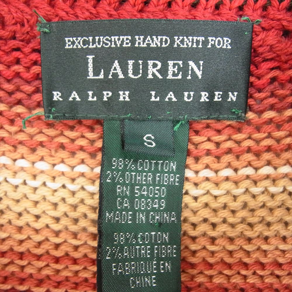 POLO RALPH LAUREN ポロ・ラルフローレン 90s ネイティブ柄 ショールカラー ジャガード コンチョボタン コットン ニット カーディガン レッド系 S【中古】