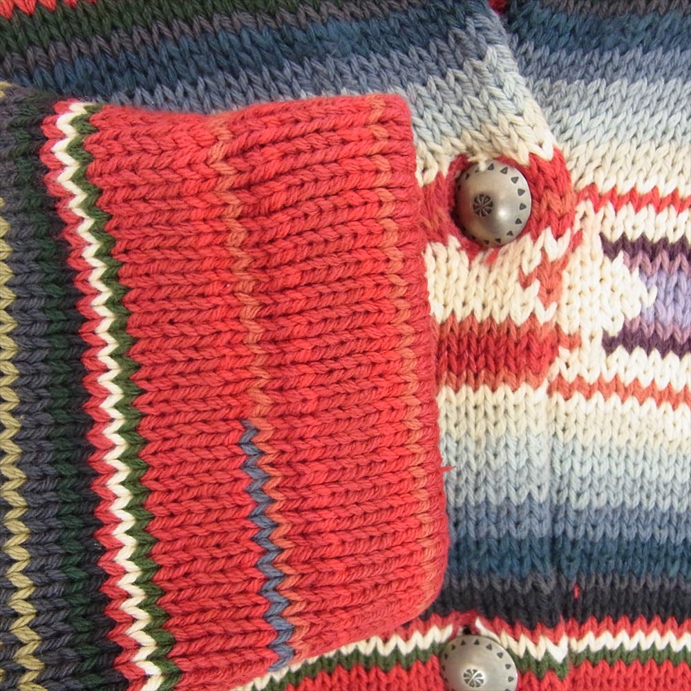 POLO RALPH LAUREN ポロ・ラルフローレン 90s ネイティブ柄 ショールカラー ジャガード コンチョボタン コットン ニット カーディガン レッド系 S【中古】