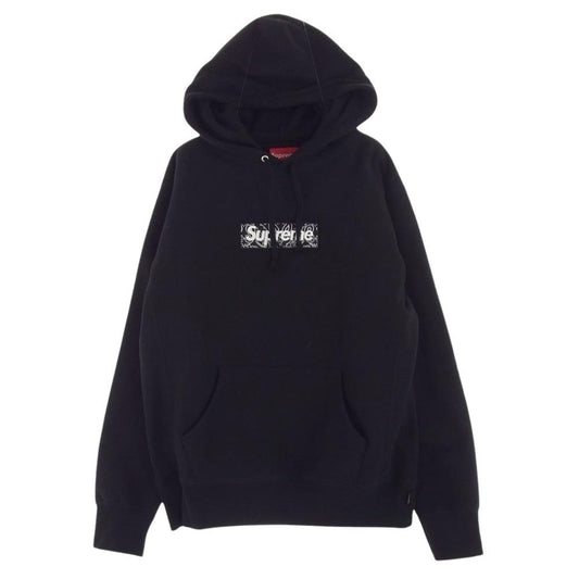 Supreme シュプリーム 19AW Bandana Box Logo Hooded Sweatshirt バンダナ柄 ボックスロゴ プルオーバー スウェット パーカー ブラック系 S【中古】
