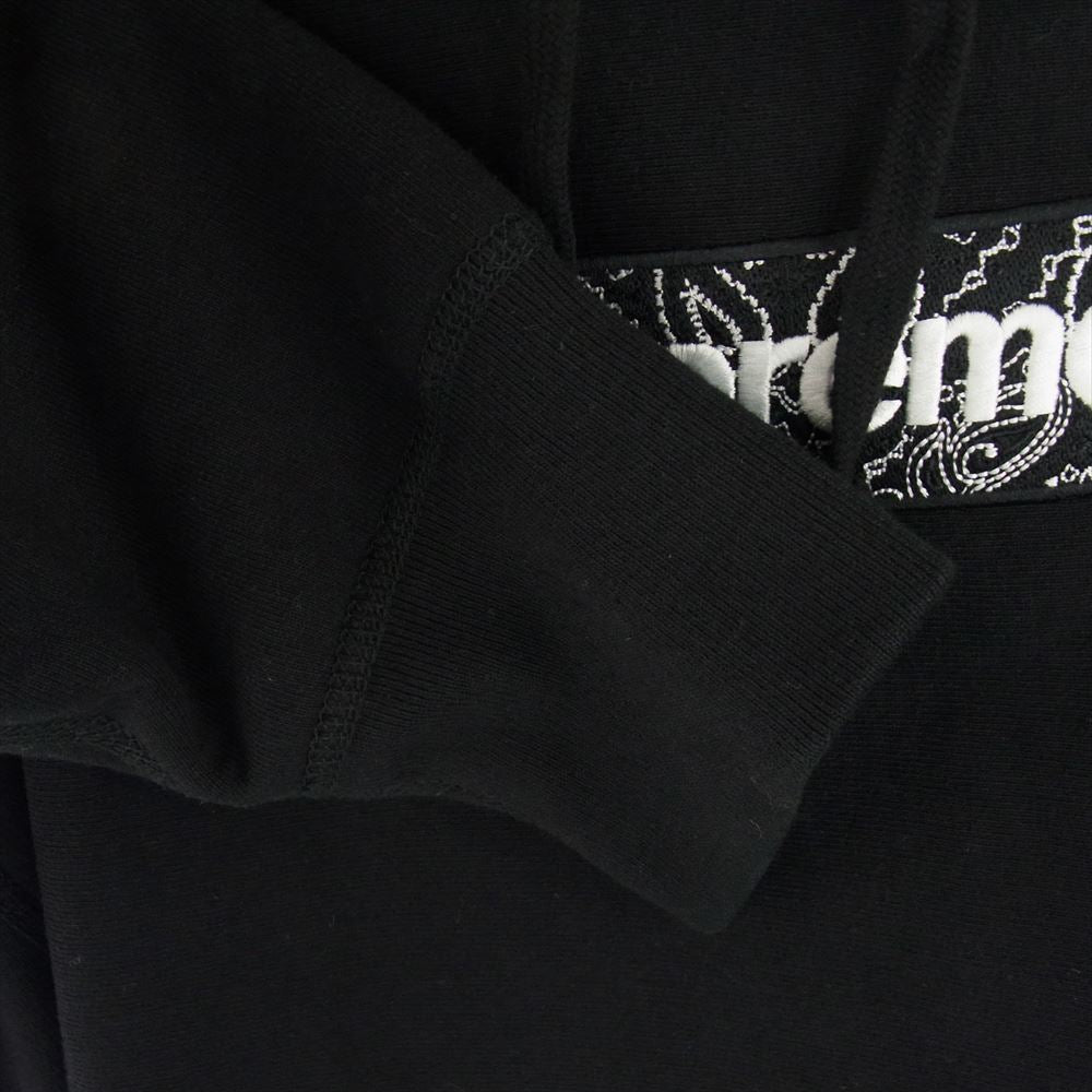 Supreme シュプリーム 19AW Bandana Box Logo Hooded Sweatshirt バンダナ柄 ボックスロゴ プルオーバー スウェット パーカー ブラック系 S【中古】