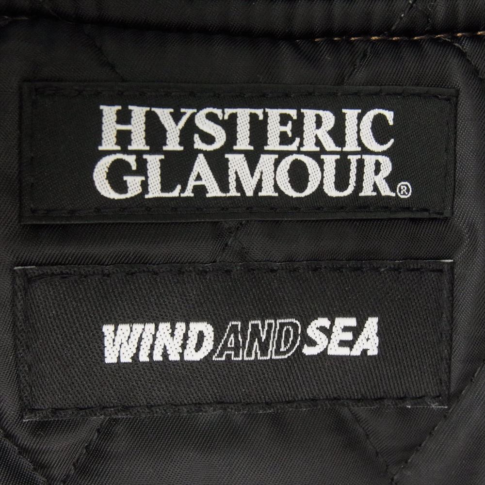 HYSTERIC GLAMOUR ヒステリックグラマー WDS-HYS-2-01 × WIND AND SEA ウィンダンシー 袖カウレザー ガールワッペン レオパード フルジップ スタジャン ブラウン系 S【中古】