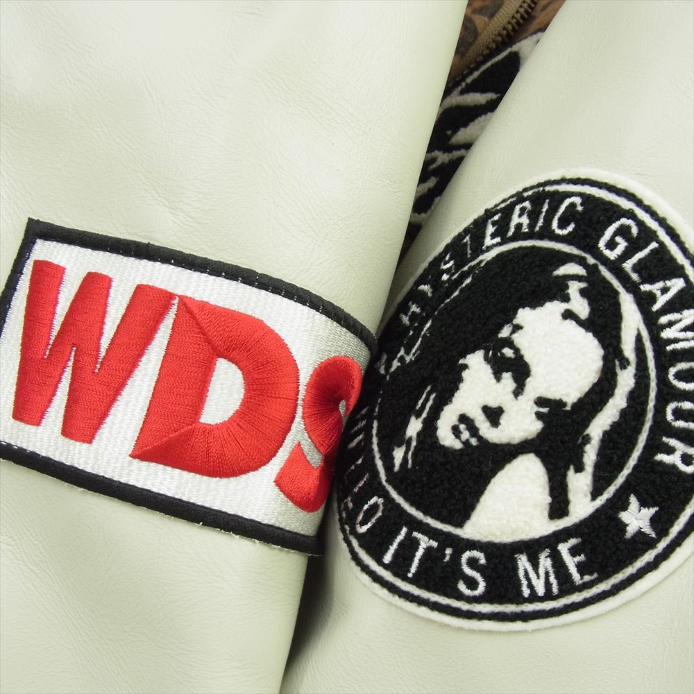 HYSTERIC GLAMOUR ヒステリックグラマー WDS-HYS-2-01 × WIND AND SEA ウィンダンシー 袖カウレザー ガールワッペン レオパード フルジップ スタジャン ブラウン系 S【中古】