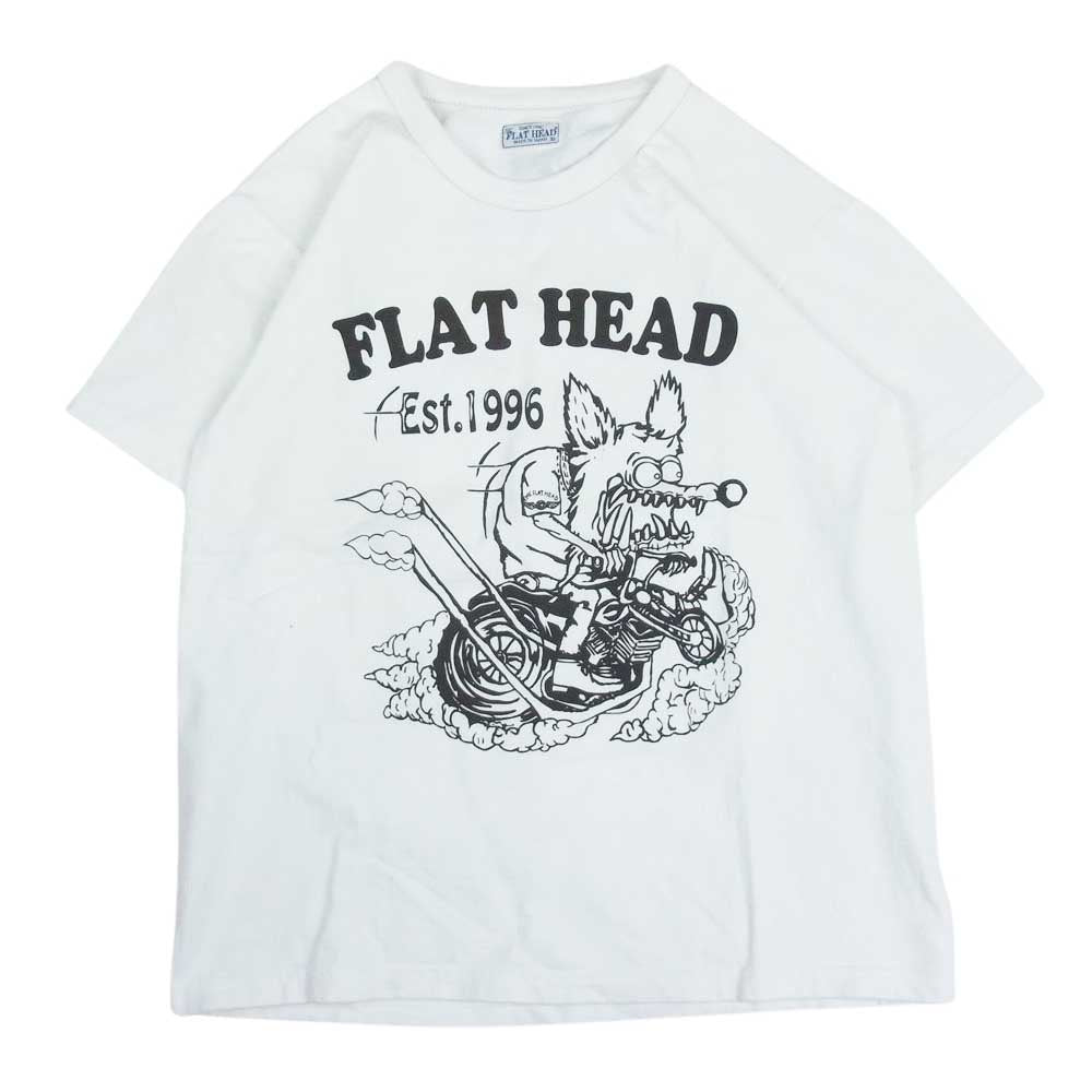 THE FLAT HEAD ザフラットヘッド FN-THC-014 T SHIRT THC SERIES 3本針の1本外し縫製 ヘビー ウェイト 半袖 Tシャツ  ホワイト系 38【中古】